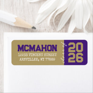Gold & Purple Graduation Return Address Labels