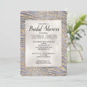 Gold Purple Luxe Glitter Zebra Print Invitation