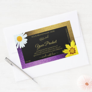 Gold Purple Metallic Glitter Black Product Labels