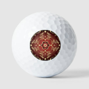 Gold-Purple Valentine Round Frame Golf Balls