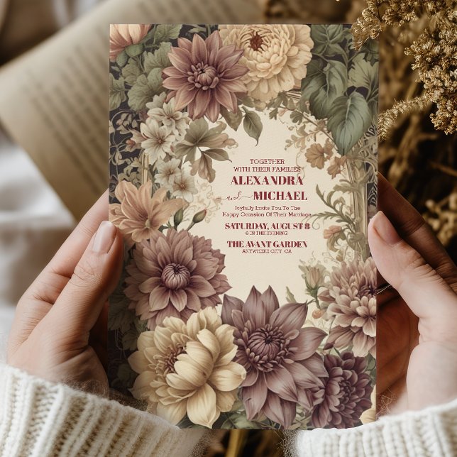 Gold Purple Vintage Wedding William Morris Invitation (Creator Uploaded)