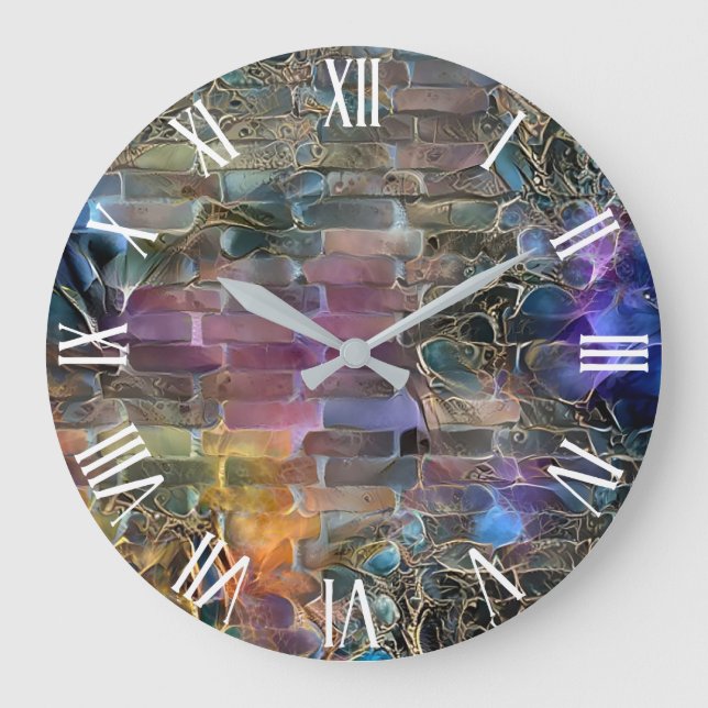 Gold Purple Wall Art Dream Large Clock (Front)