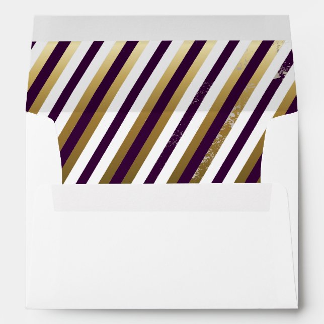 Gold, Purple, White Diagonal Stripe Envelope (Back (Bottom))