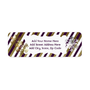 Gold, Purple, White Stripe Return Address Label