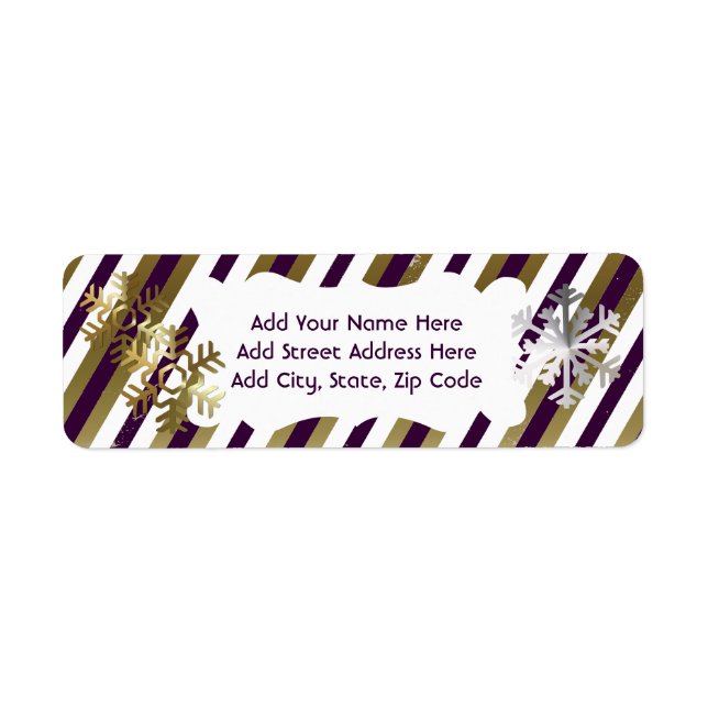 Gold, Purple, White Stripe Return Address Label (Front)