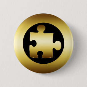 GOLD PUZZLE PIECE 2 INCH ROUND BUTTON