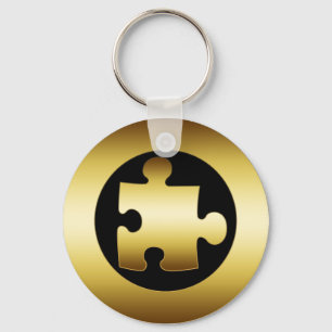 GOLD PUZZLE PIECE KEYCHAIN