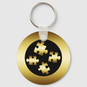 GOLD PUZZLE PIECES KEYCHAIN