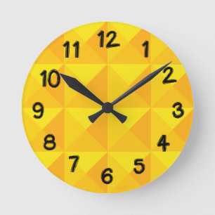 Gold Pyramids  Round Clock