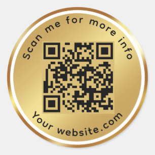 Gold     QR Code Scan Me For More Info Classic Round Sticker