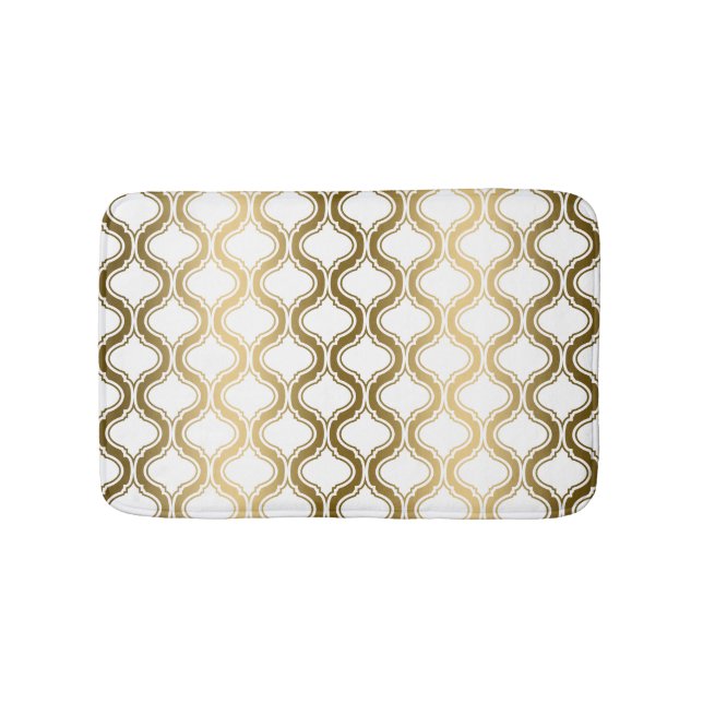 Gold Quatrefoil On White Background Bath Mat (Front)