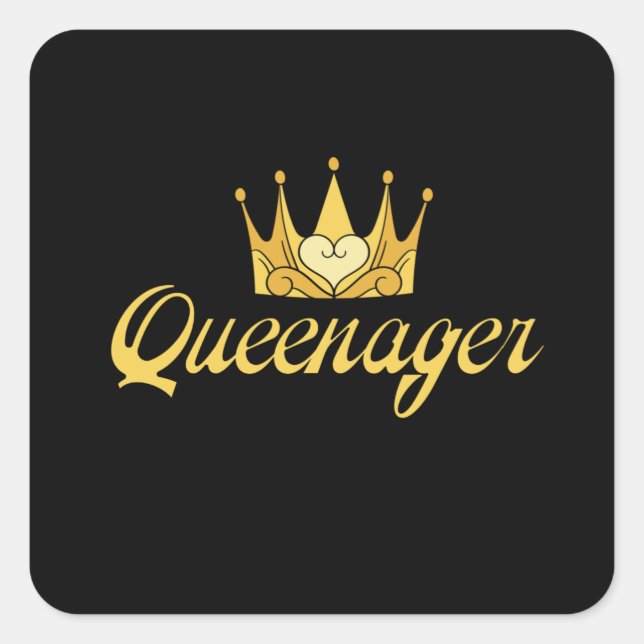 Gold Queenager queen ager, dramatic queen teenager Square Sticker (Front)