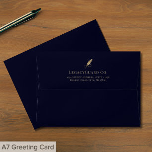 Gold Quill Feather A7 Envelope