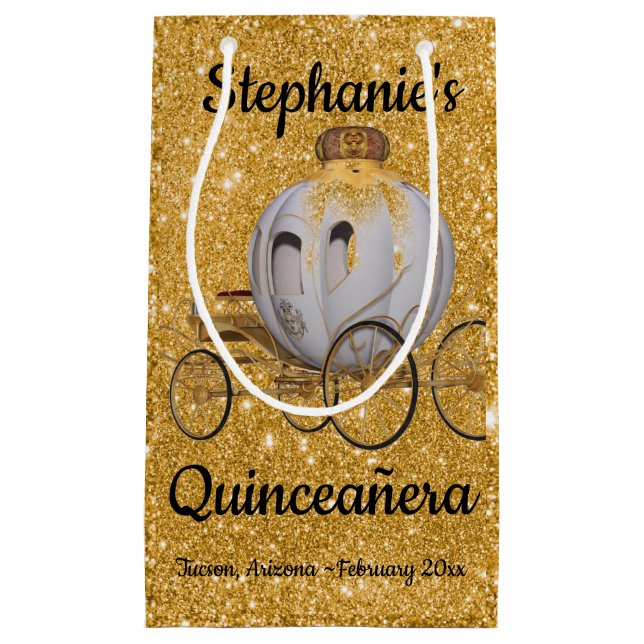 Gold Quinceanera Gift Bag (Front)