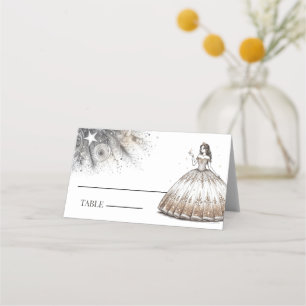 Gold Quinceañera Girl Place Card