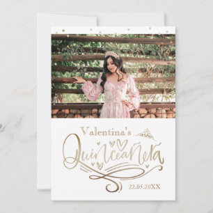 Gold Quinceañera Thank you card Template