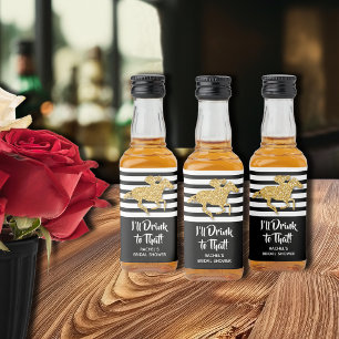 Gold Racehorse Bridal Shower Mini Liquor Bottle Label