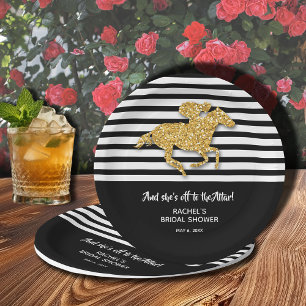 Gold Racehorse Bridal Shower Paper Plate