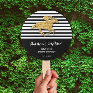 Gold Racehorse Derby Bridal Shower Hand Fan