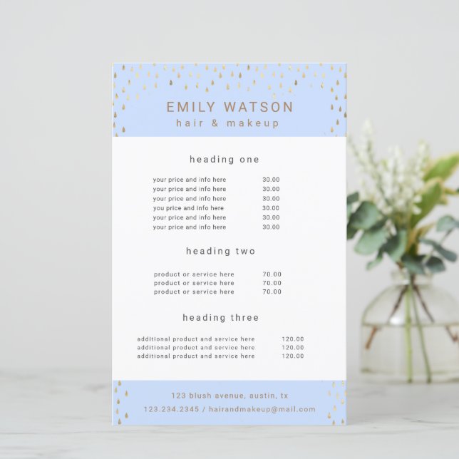 Gold Rain baisse Faux Foil Service et Flyer de pri (Debout devant)