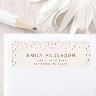 Gold Rain Drops Faux Foil Return Address
