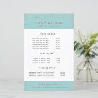 Gold Rain Drops Faux Foil Service and Price Flyer