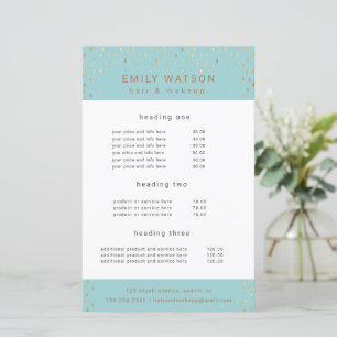 Gold Rain Drops Faux Foil Service and Price Flyer