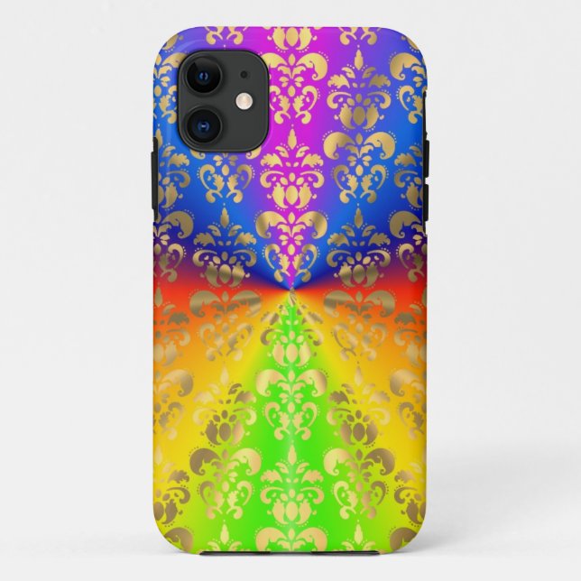 Gold rainbow damask Case-Mate iPhone case (Back)
