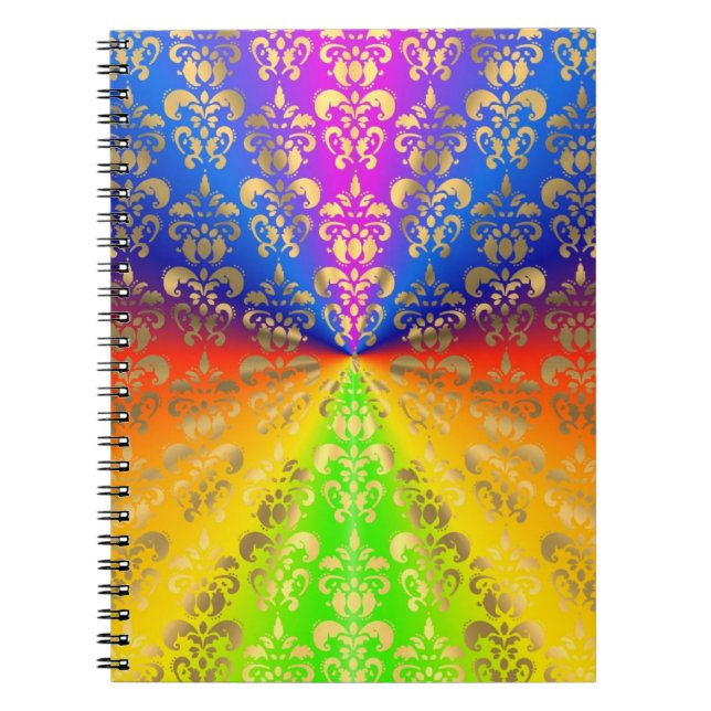 Gold rainbow damask notebook (Front)