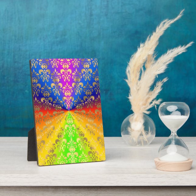 Gold rainbow damask plaque (Side)