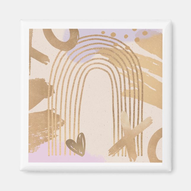 Gold Rainbow XOXO Shapes Collage Magnet (Front)