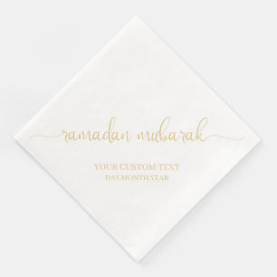 Gold Ramadan Mubarak Calligraphy Custom Napkin