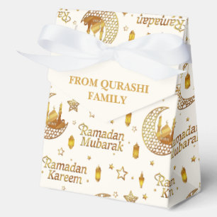 Gold Ramadan Mubarak Pattern with Custom Name Favor Box