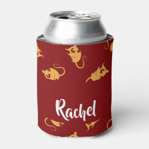 Gold rats silhouette on red can cooler