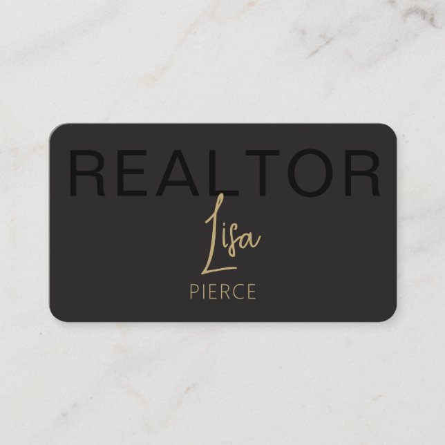 Gold Real Estate Agent Business Cards With QR Code (Front)