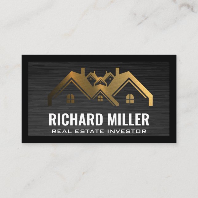 Gold Real Estate Roof | Property Investor Business Card (Front)