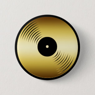 GOLD RECORD ALBUM 2 INCH ROUND BUTTON