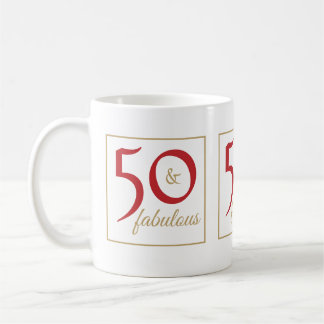 Gold Red 50 & Fabulous Birthday Coffee Mug