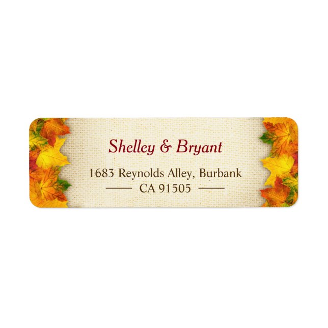 Gold Red Automne Feuilles Rustique Burlap saisonni (Devant)