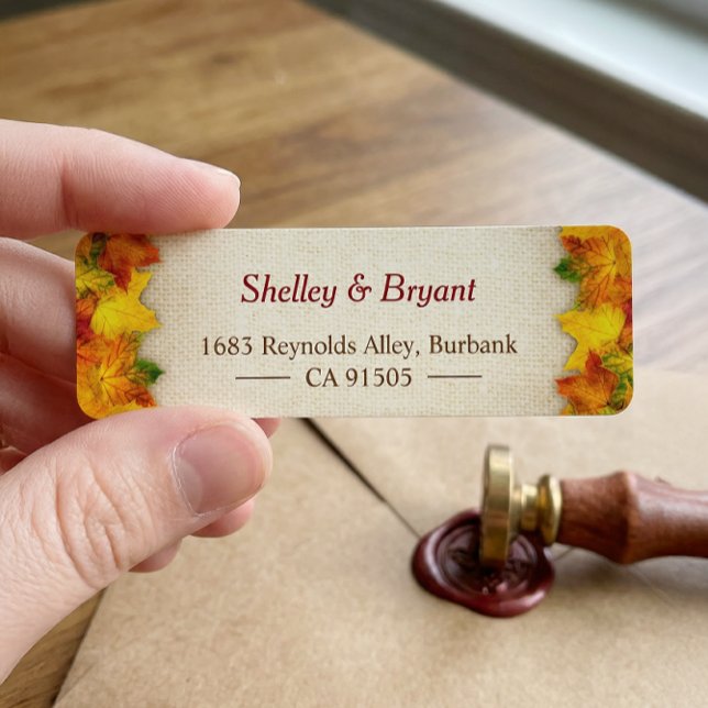 Gold Red Autumn Leaves Rustic Burlap Seasonal (Creator Uploaded)