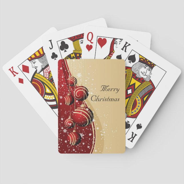 Gold Red Baubles Season's Greetings Playing Cards (Back)
