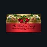 Gold Red bells & Baubles Christmas Address Labels<br><div class="desc">Christmas Address Labels. Elegant Red bells & Baubles. Please note: All flat images!</div>