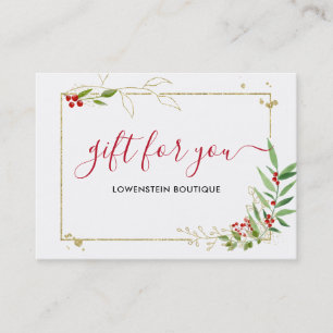 Gold Red Berry Holiday Gift Certificate