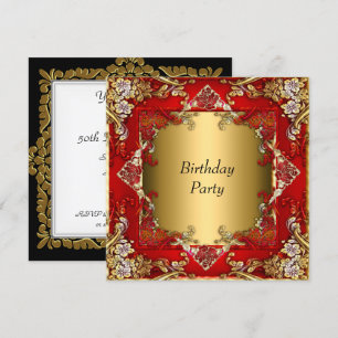 Gold Red Birthday Party red  gold Invitation