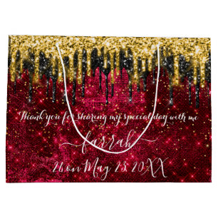  Gold Red Black Drips Favour  Large Gift Bag
