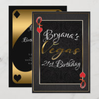 Gold Red Black Queen of Hearts Vegas 21st Birthday
