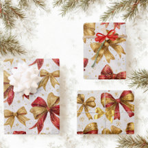 Gold Red Bows Christmas