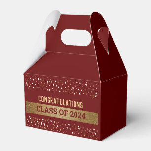 Gold Red burgundy Graduate Class of 2021 Favor Box