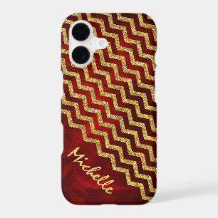 Gold Red Chevron Personalized