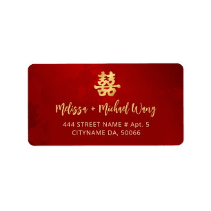 Gold Red Chinese Wedding Label